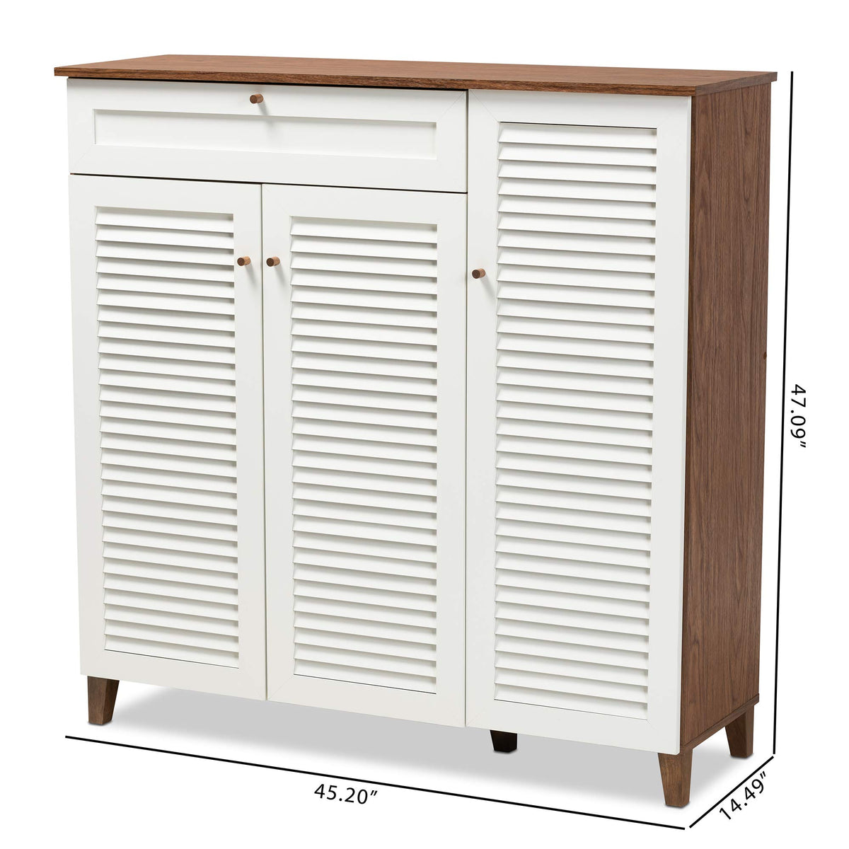Baxton Studio Shoe Cabinets, White/Walnut