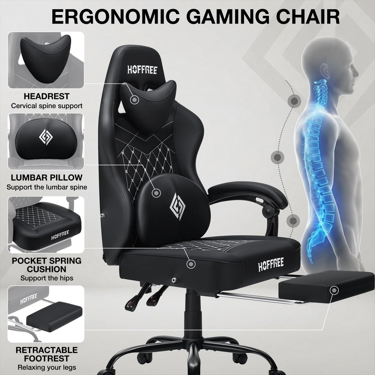 Massage Gaming Chair with Speakers