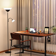Dual-Zone LED Torchiere Floor Lamp with Gooseneck Reading Light