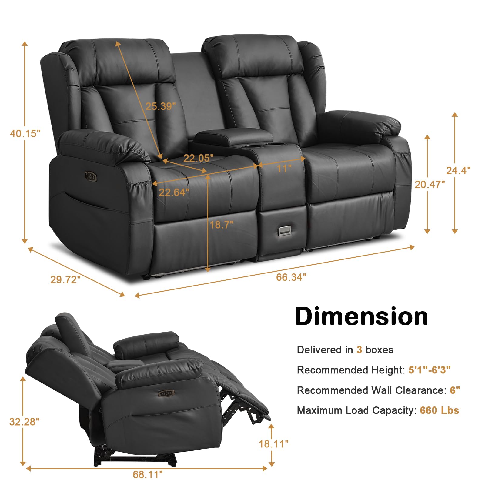 Power Reclining Loveseat with Console