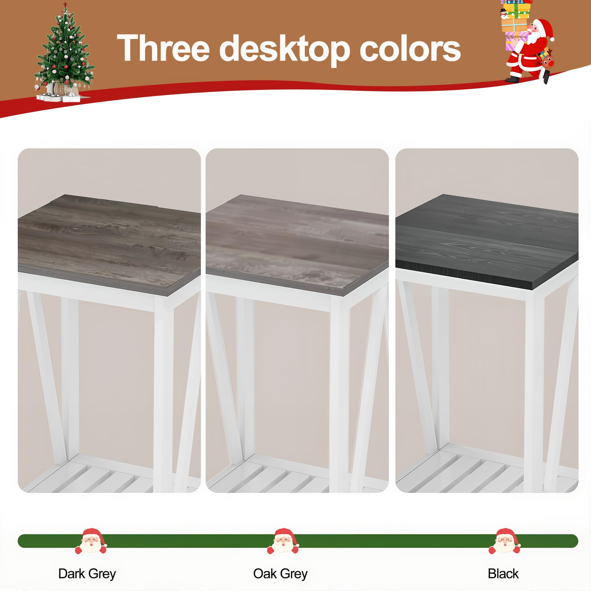 UYIHOME Farmhouse Square End Table, Accent Side Table with Slats Design, Sofa Side Table with Sturdy Frame for Living Room, Oak Grey