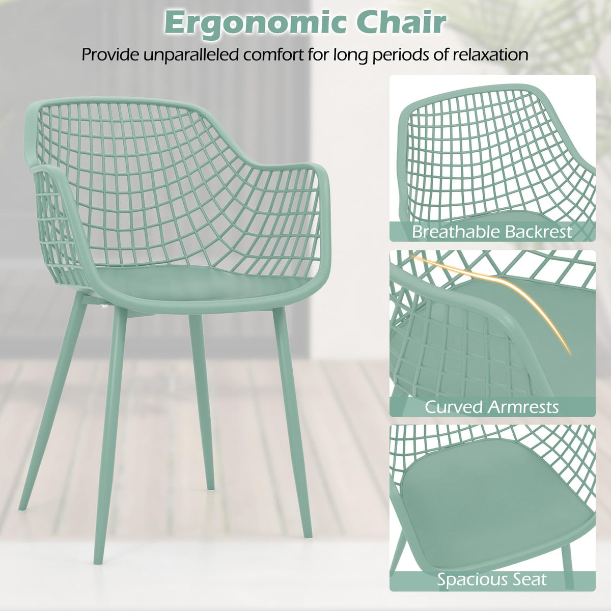 Tangkula 3 Piece Patio Bistro Set, All Weather Heavy Duty Table and Chairs Set of 2 with Widen Seats, Outdoor Furniture Set for Porch, Balcony, Backyard (Green)