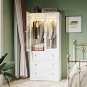Glass Door Wardrobe with LED Lighting