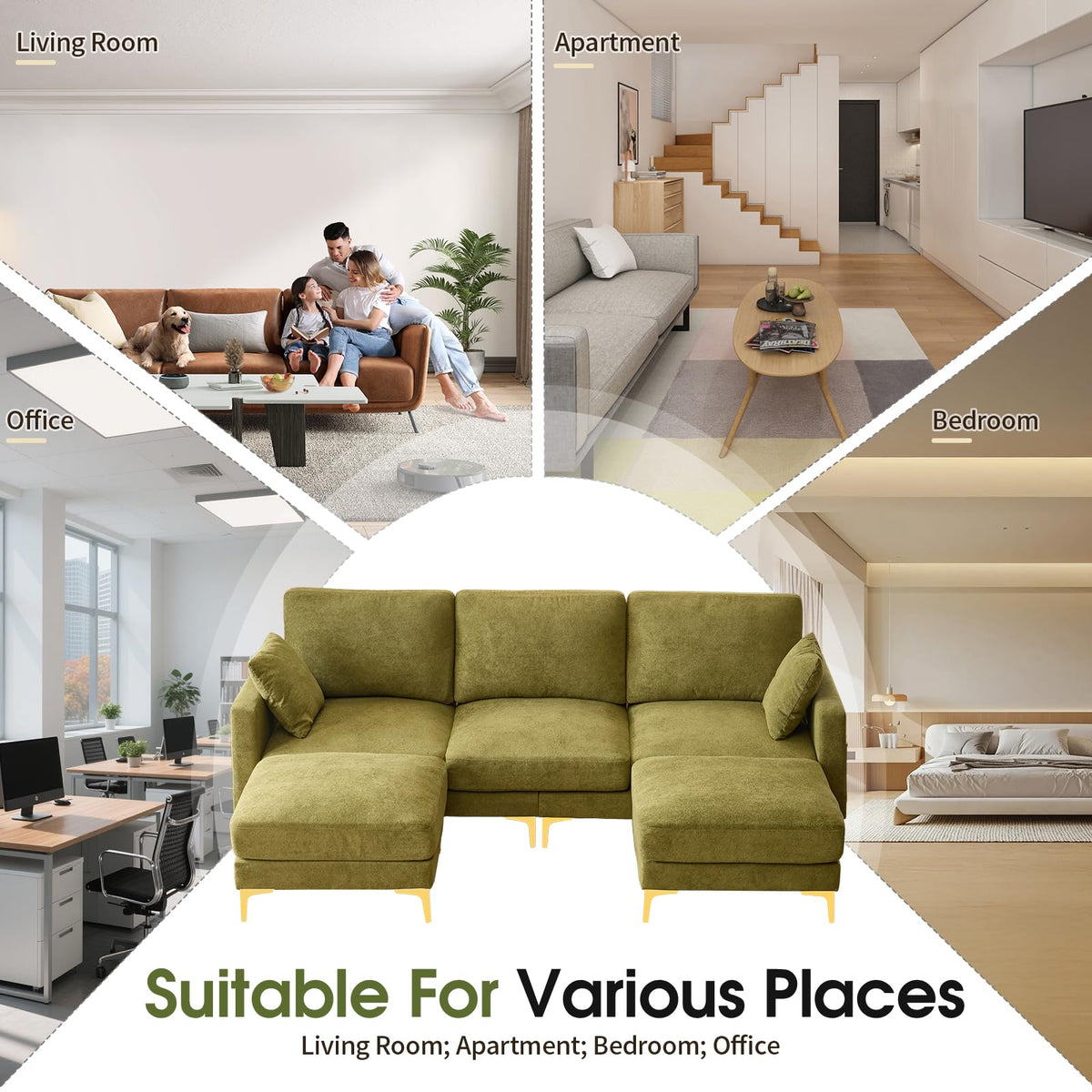 Chenille U-Shaped Sectional Sofa