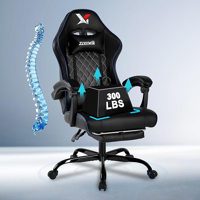 Ergonomic High-Back Gaming Chair with Footrest