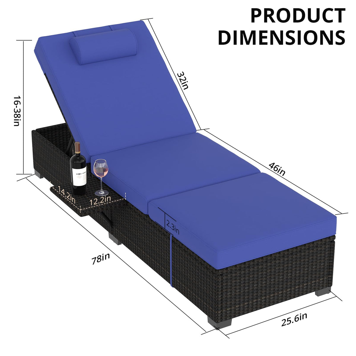 Wicker Patio Chaise Lounge Set of 2