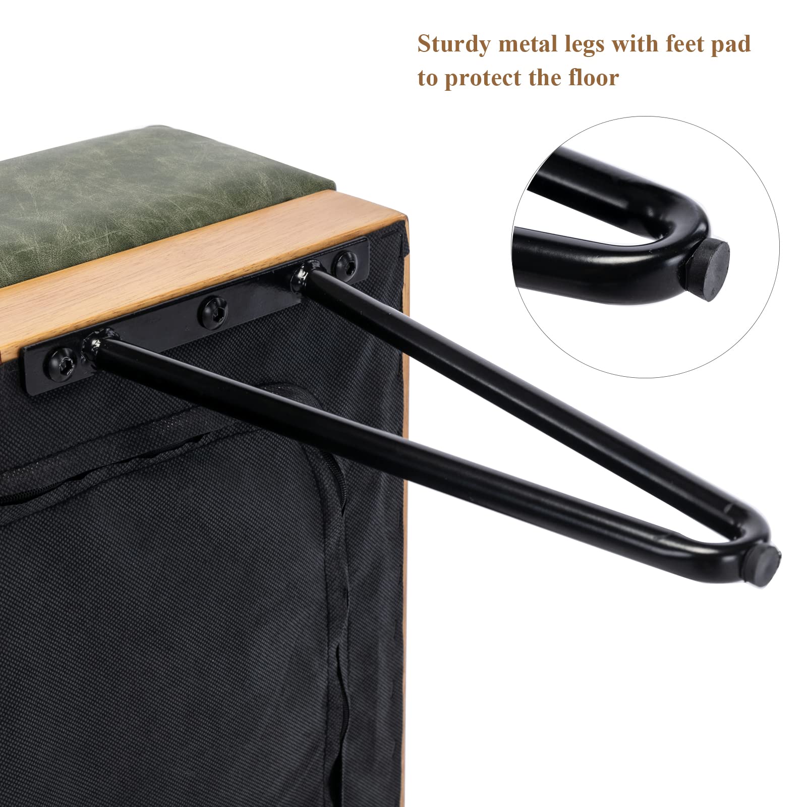 PU Leather Ottoman Bench with Metal Legs
