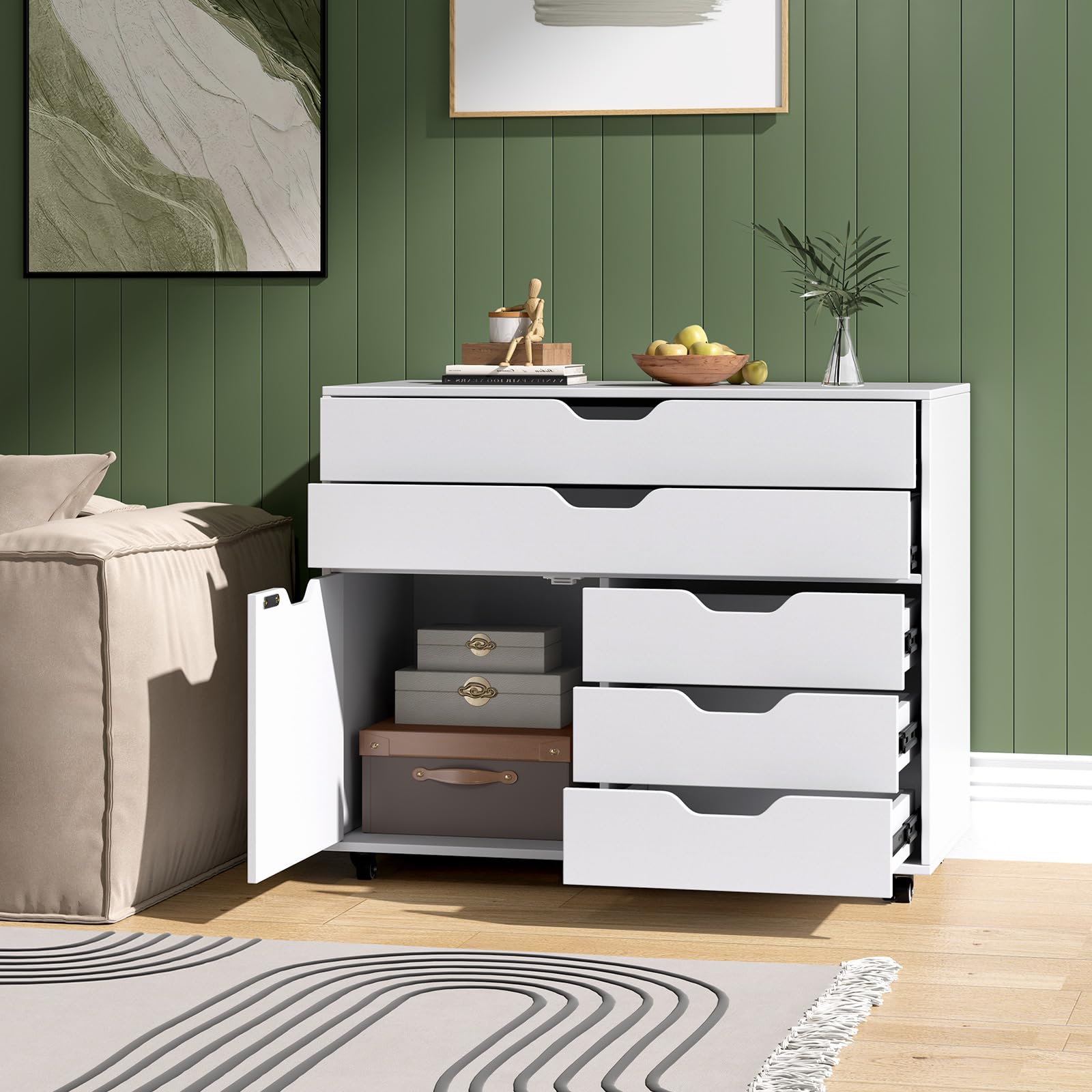 Rolling 5-Drawer File Cabinet with Wheels