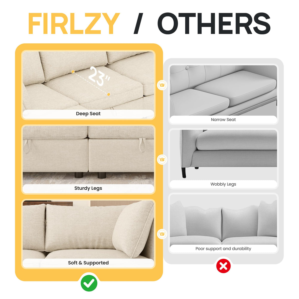 129'' Modular Sectional Sofa,8 Seat Chenille Sectional Sofa with Removable Covers,FSC Certified Modern Sectional Sofa with Storage & Ottoman,Convertible U/L Shaped Couch,Beige Couches for Living Room