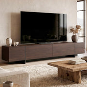 95.7" Wide TV Stand with Flip-Down Drawers