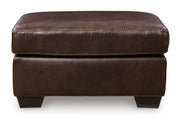 Signature Design by Ashley Santorine Classic Leather Match Rectangular Ottoman for Living Room, Dark Brown