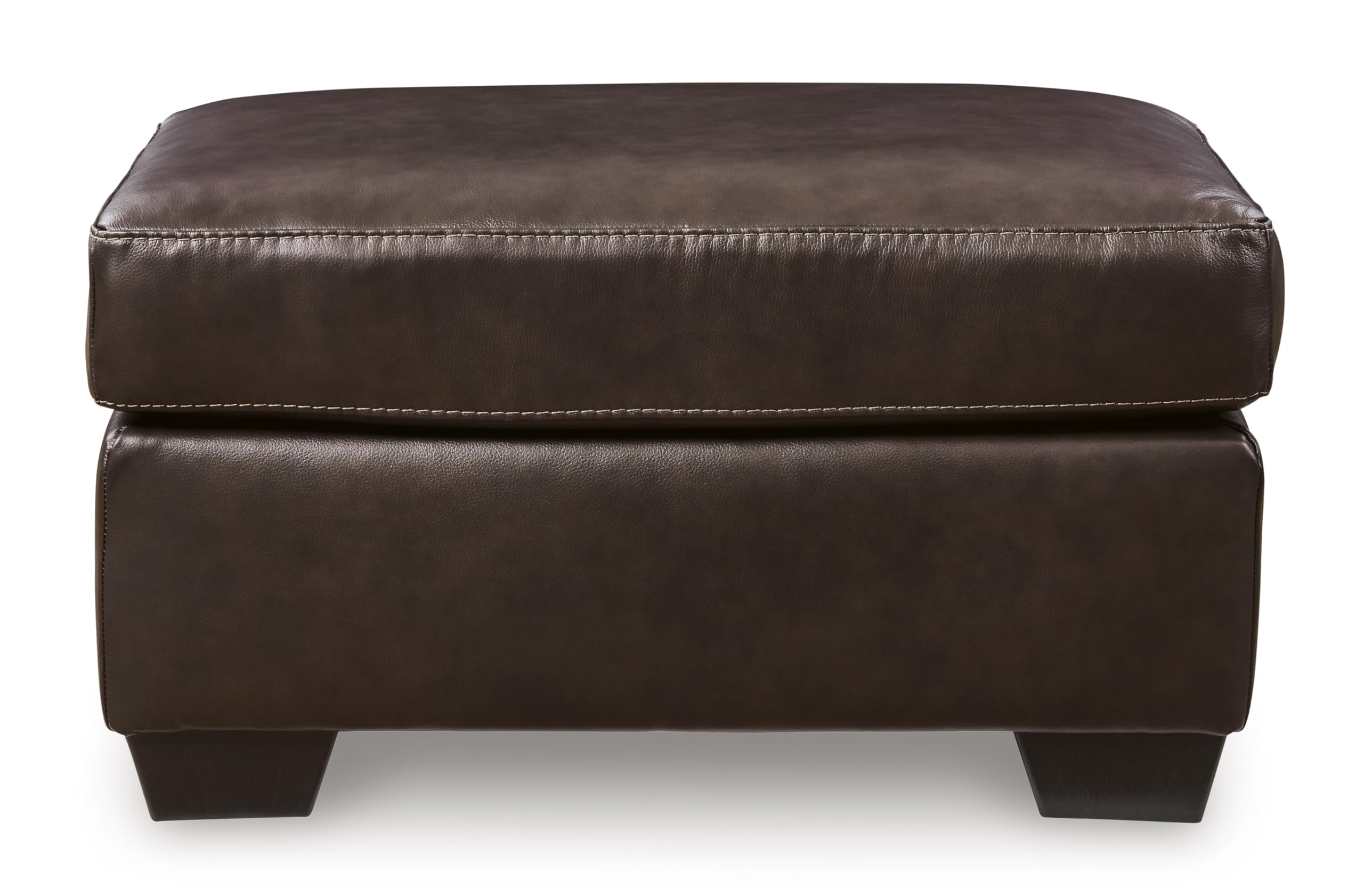 Signature Design by Ashley Santorine Classic Leather Match Rectangular Ottoman for Living Room, Dark Brown