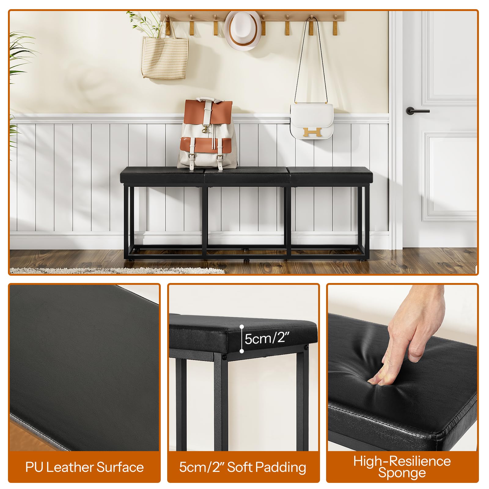PU Leather Upholstered Dining Bench
