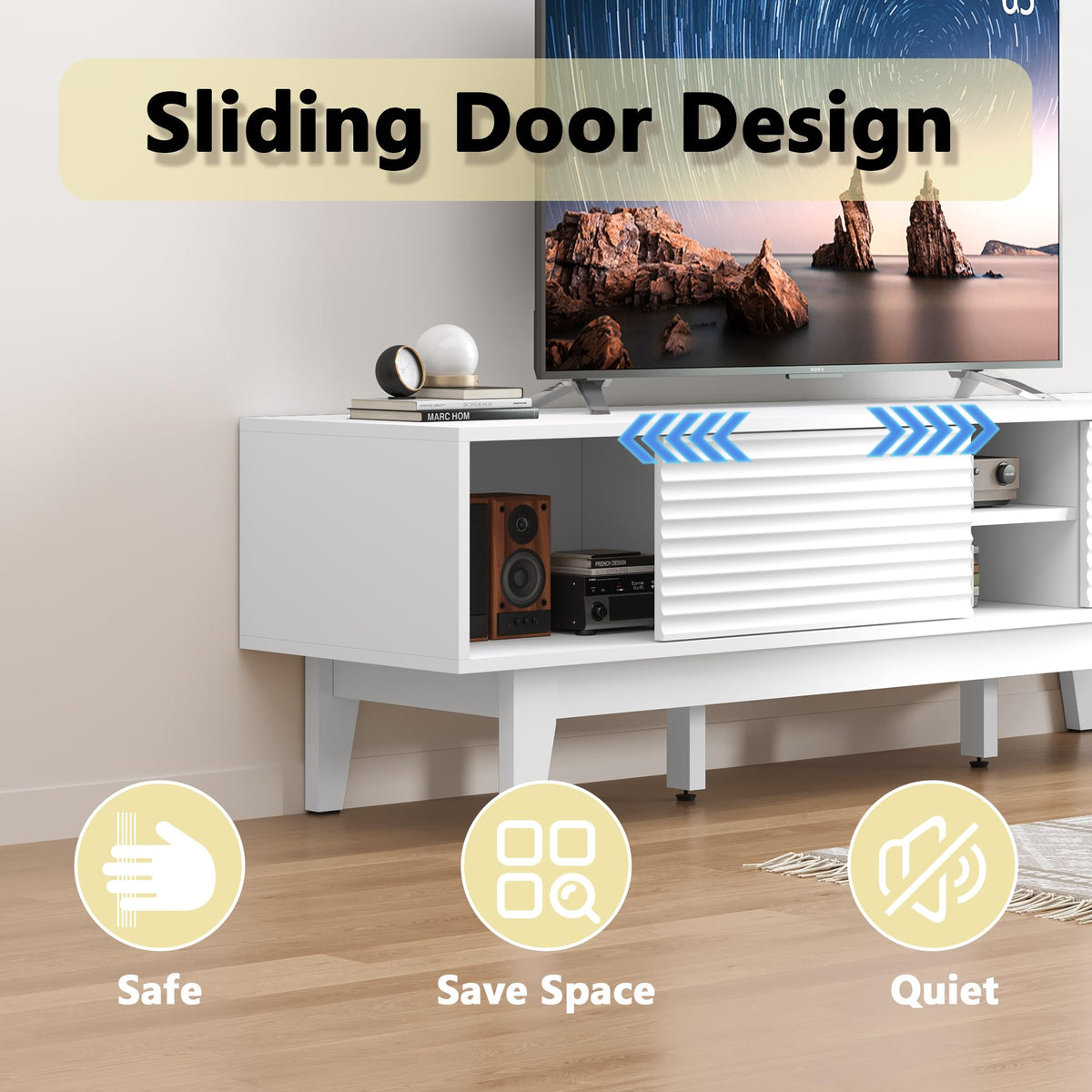 White Fluted TV Stand