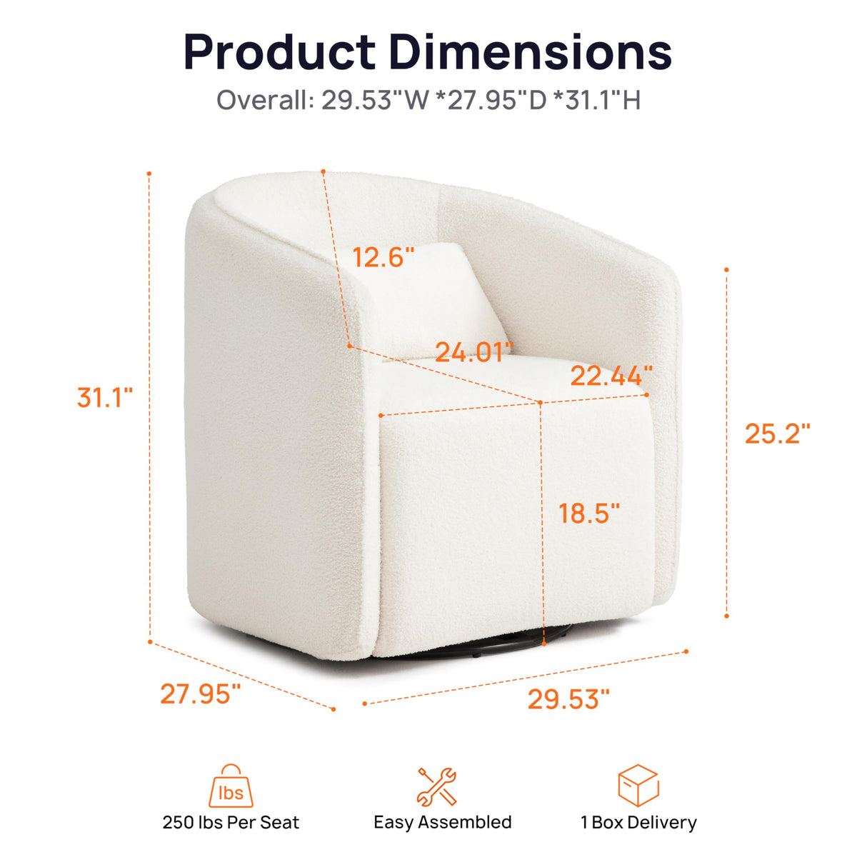 Boucle Swivel Storage Chair
