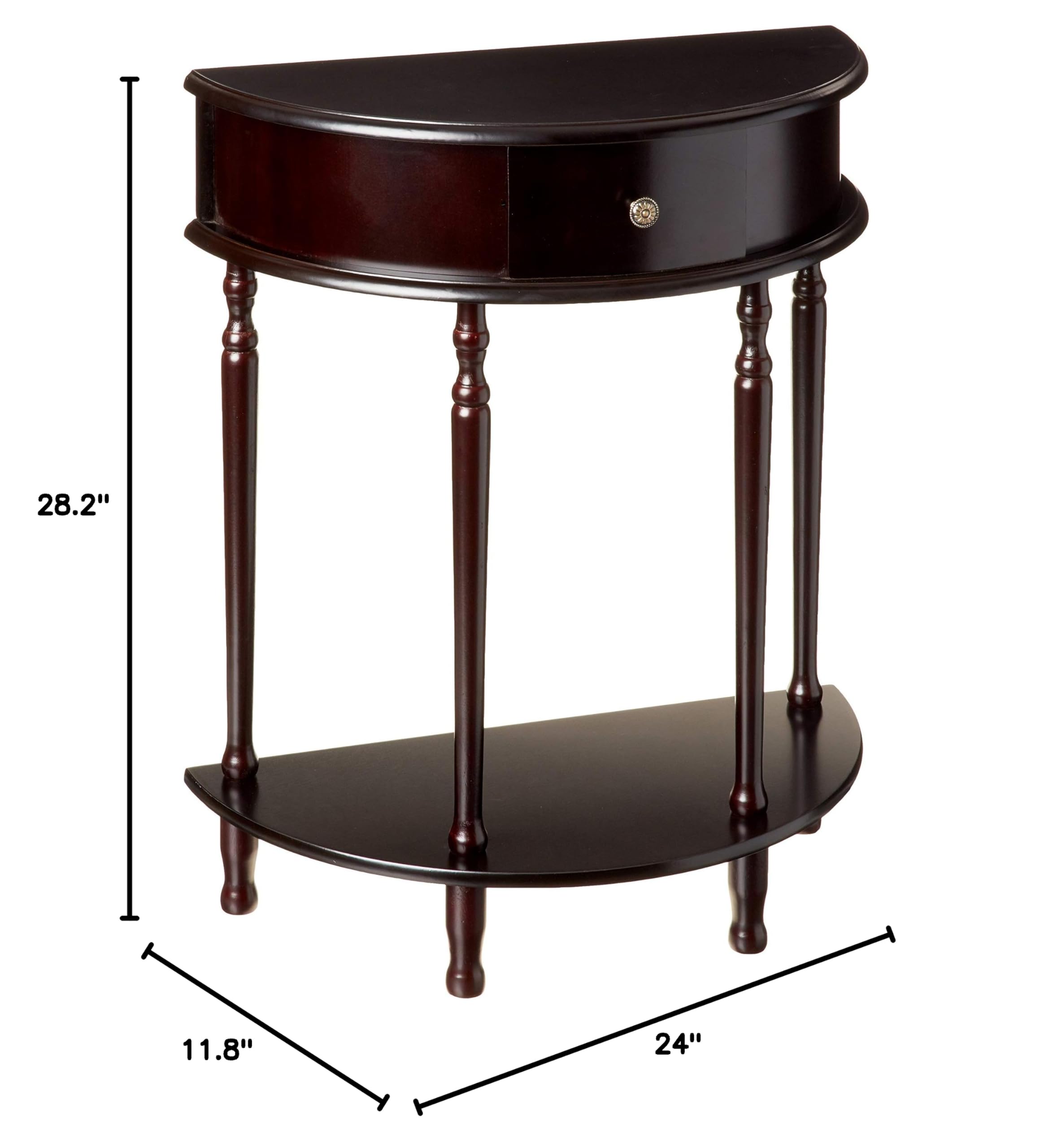 Crescent End Table with Drawer & Lower Shelf