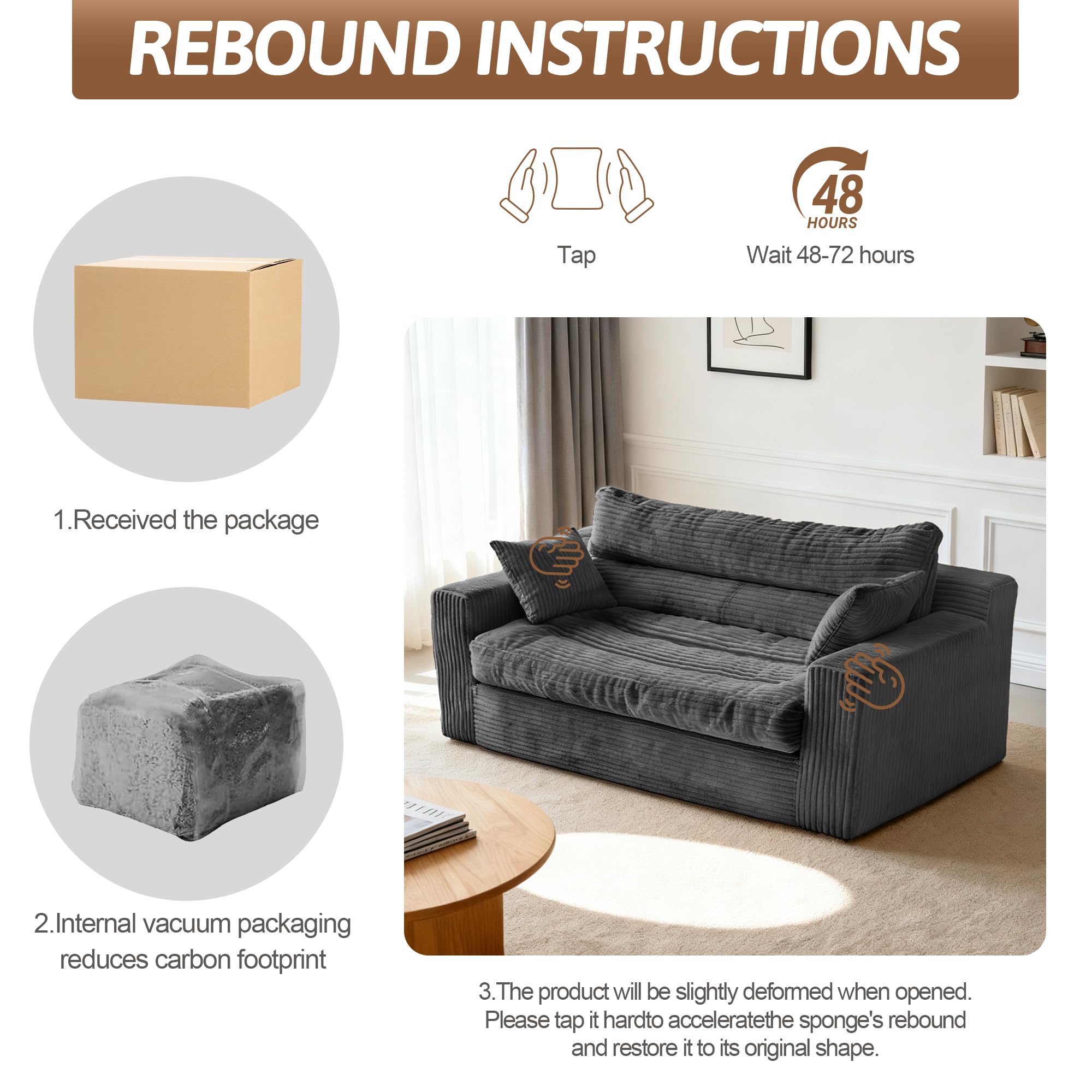 NLDD Convertible Sofa Bed, Pull Out Boneless Couch Loveseat Floor Sofa Bed with Pillows, 2-Seater Folding Sofa Loveseat Boneless Couch for Living Room, Bedroom, Apartment, Office(Grey)