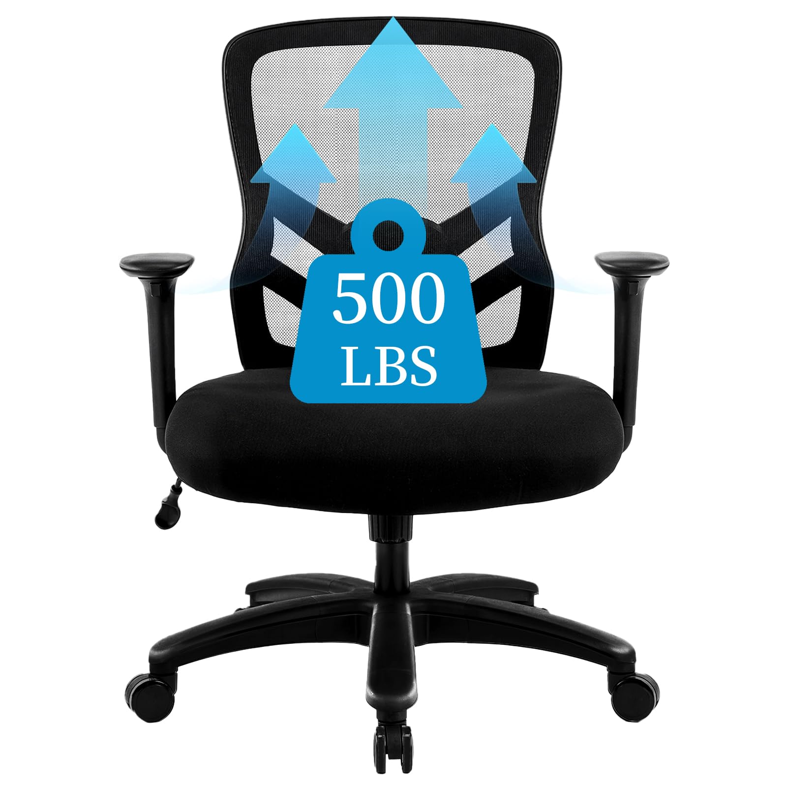 Big & Tall Ergonomic Mesh Office Chair – 500 lbs, 4D Armrests, Adjustable Lumbar