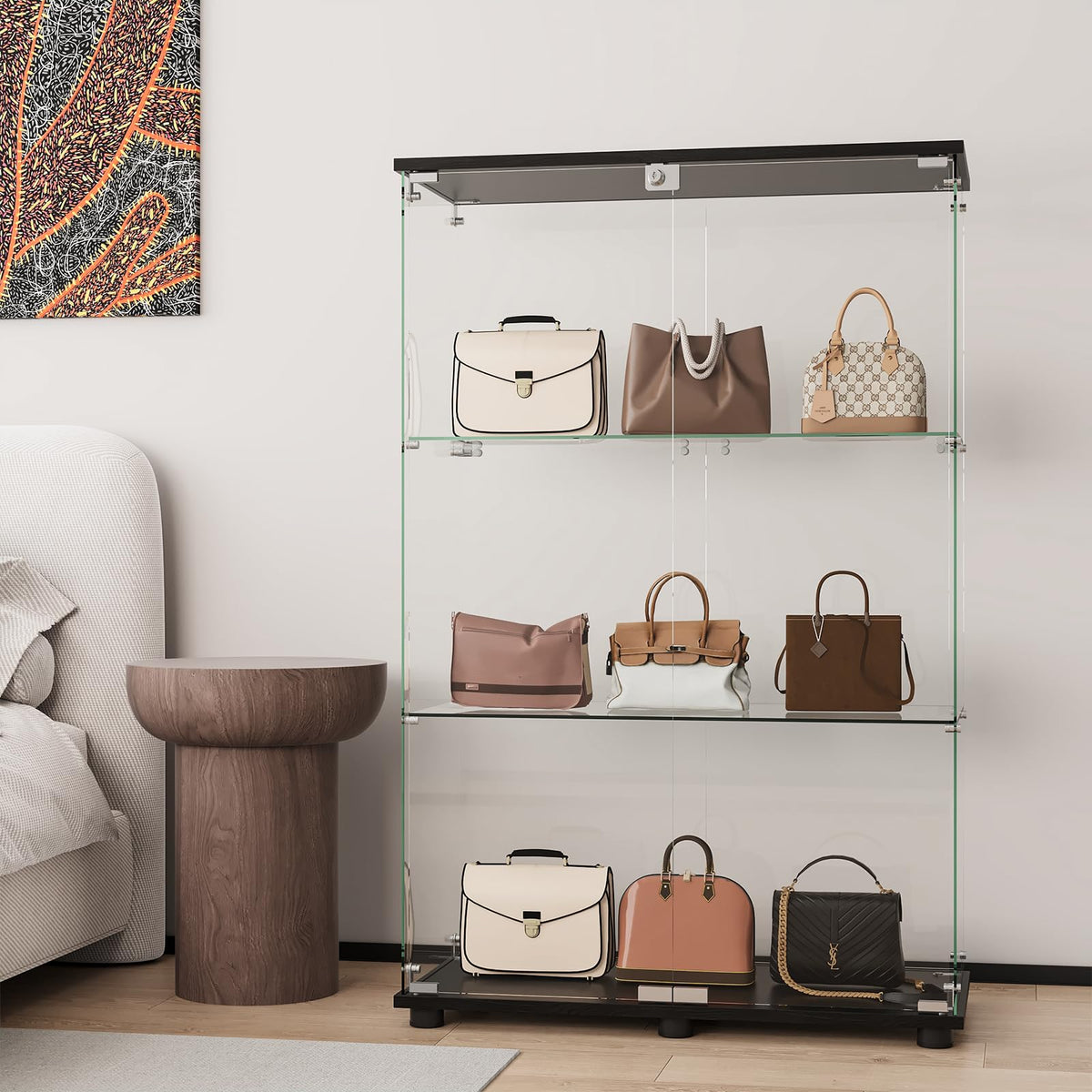 Glass Display Cabinet with Lock