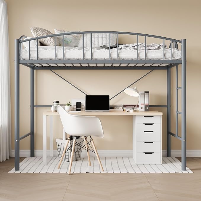 Twin Metal Loft Bed with Ladder