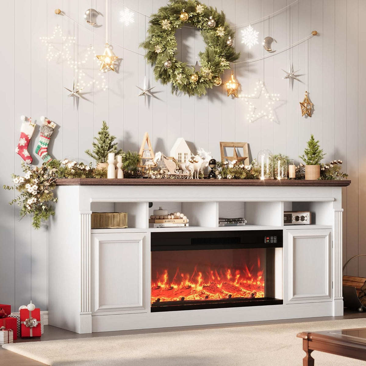 Hipicute 36 Inch Electric Fireplace Fits Up to 68 in TV, 4-Color Flame