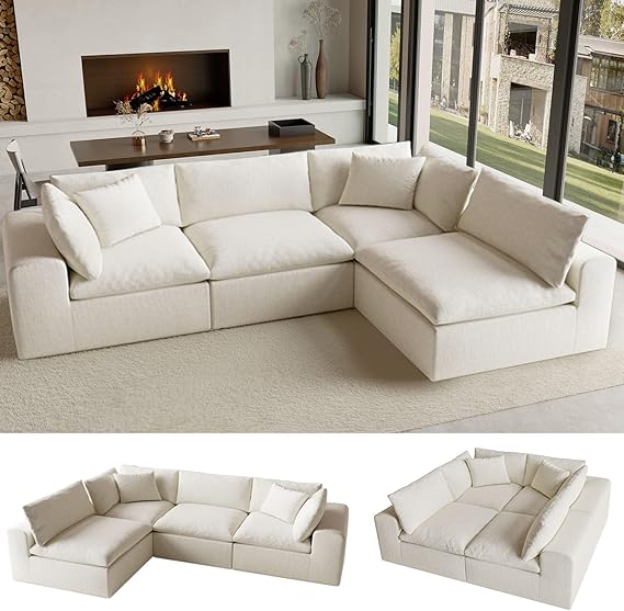 Modular L-Shaped Sectional Sofa with Deep Seat