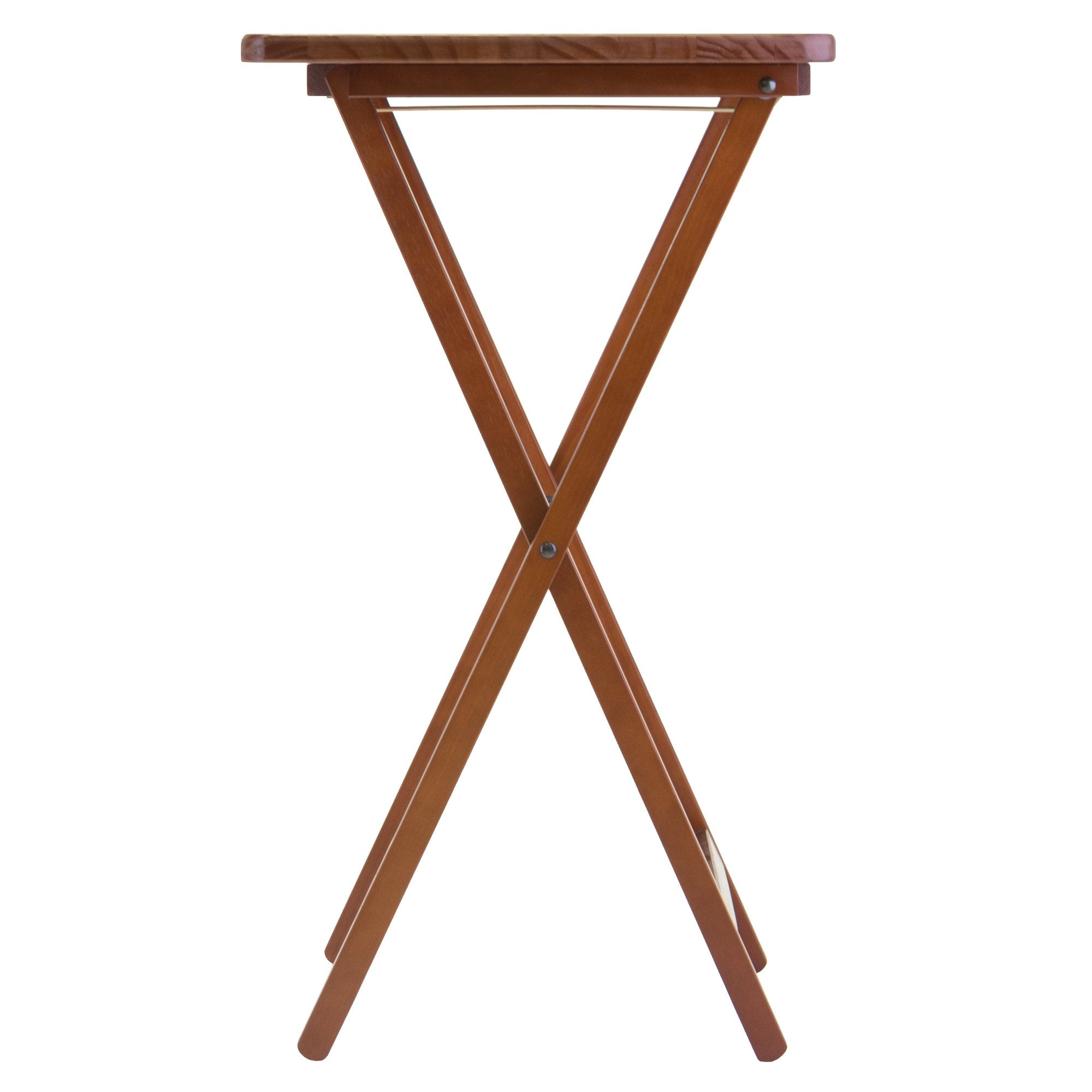 Winsome Alex Set of 4 Foldable Snack Tables with Storage Rack in Walnut, Easy to Store Portable Fold Up Table Set for Kitchen, Living Room TV Dining, Crafts, Puzzles, Work From Home