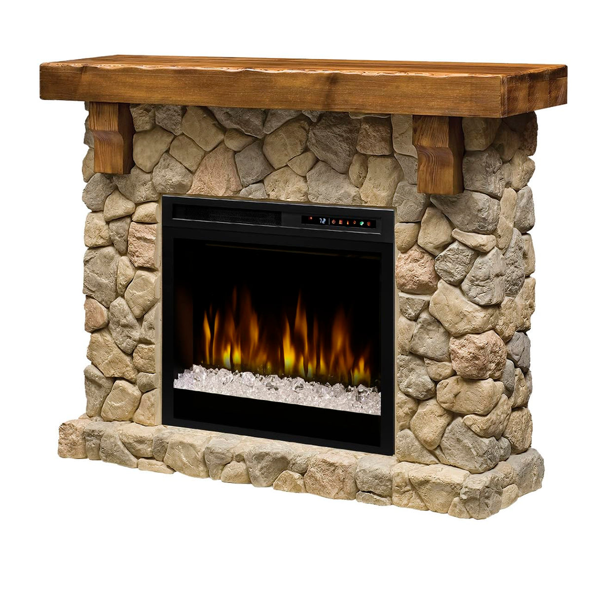 Rustic Stone-Look Electric Fireplace