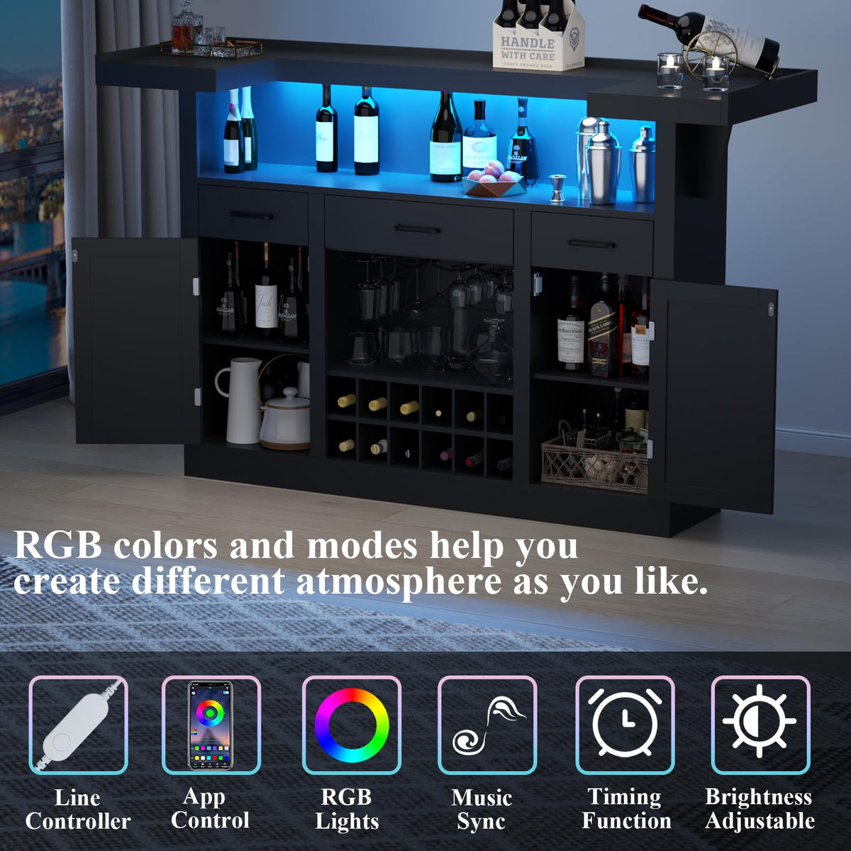 LED Wine Bar Cabinet