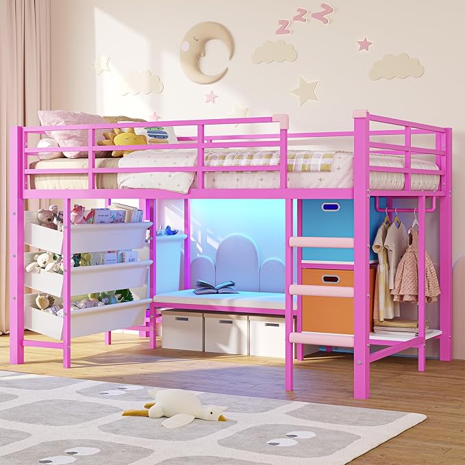 Twin Low Loft Bed with Storage