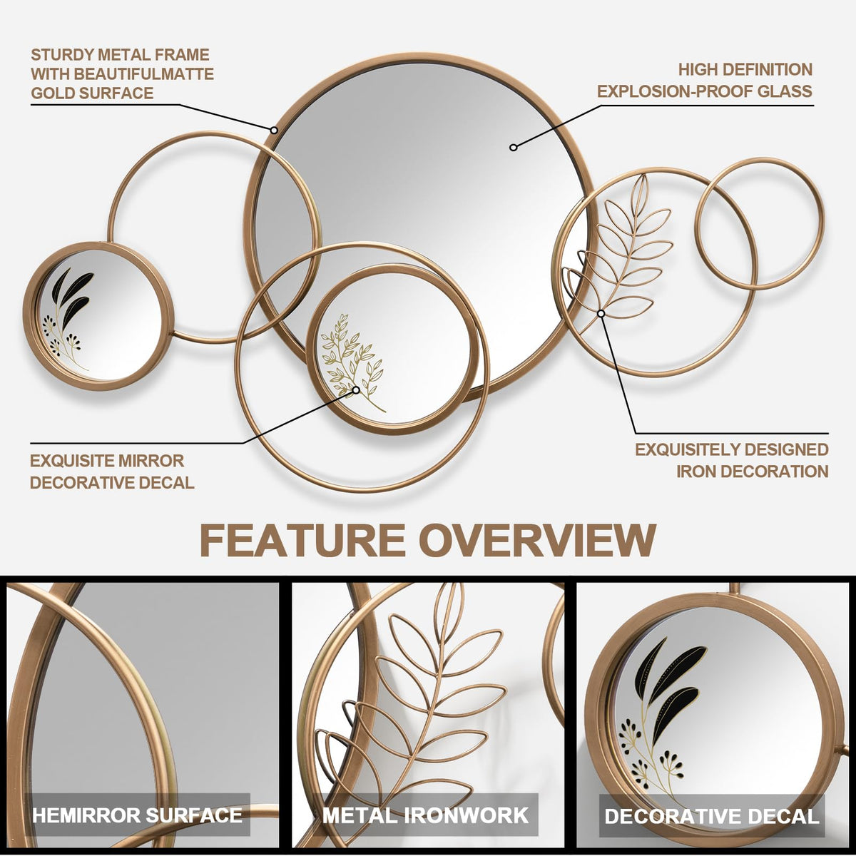 Gold Metal Frame Wall Mirror