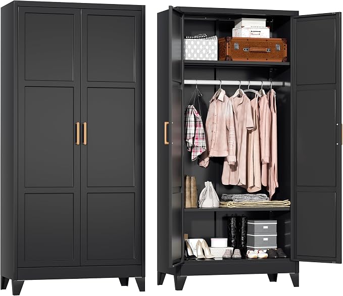 White Metal Wardrobe Cabinet