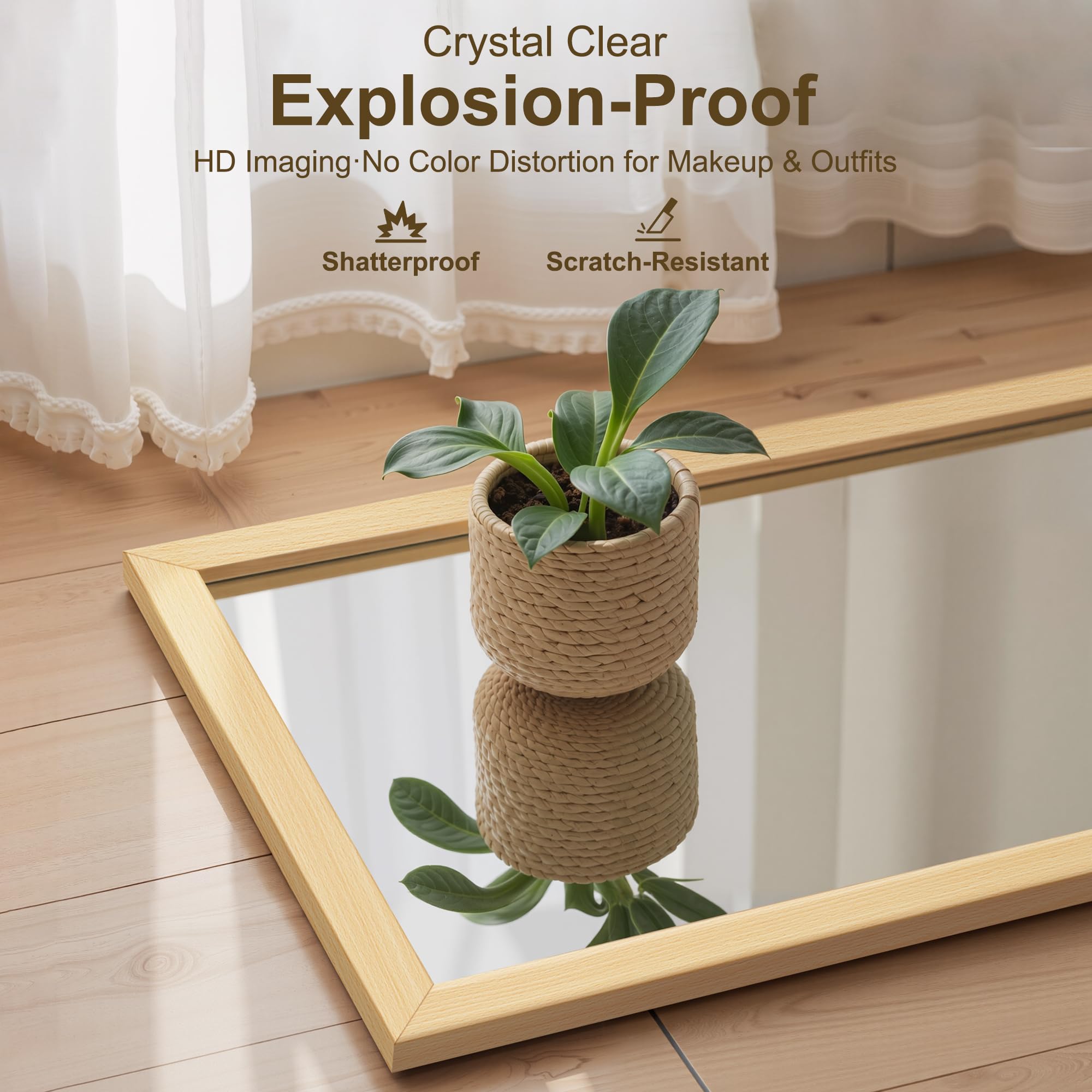 Full Length Standing Mirror with Wooden Frame