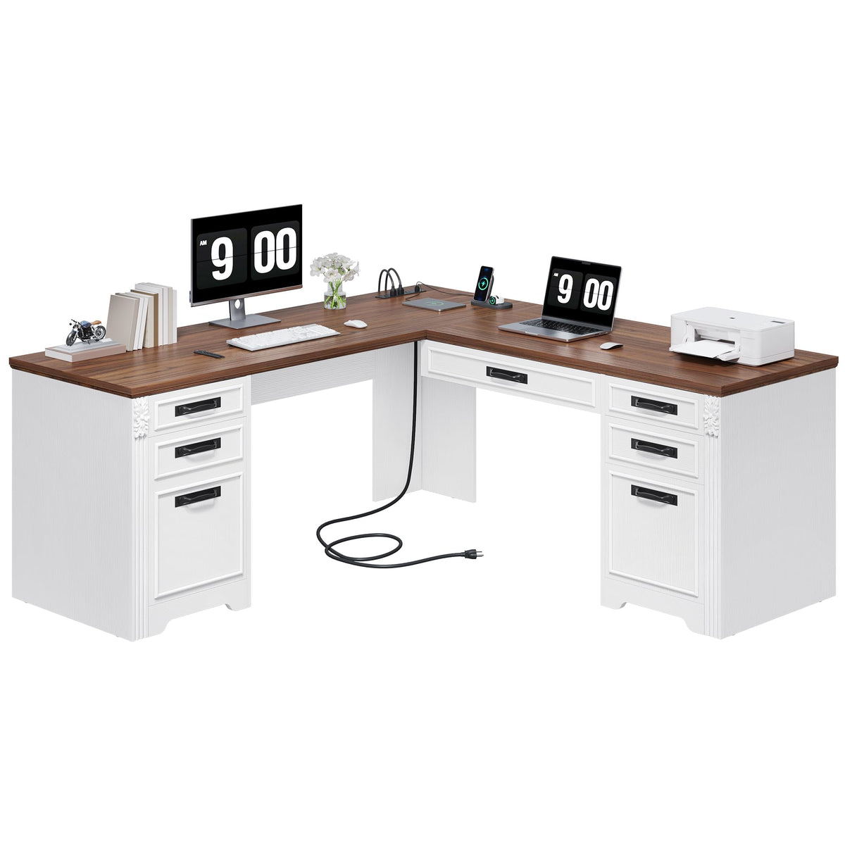 L-Shaped Lift-Top Executive Desk