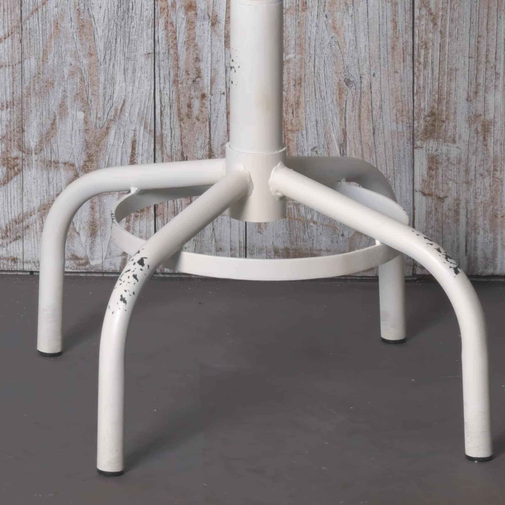 Topower 3 Piece Pub Table and Stool Set Round Bar Table Adjustable Height Coffee Desk Farmhouse Counter Height Bar Stools with Backrest Antique White 1 Table + 2 Stools