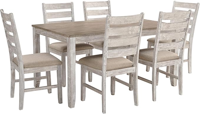 7-Piece Rustic Dining Set with X-Back Upholstered Chairs