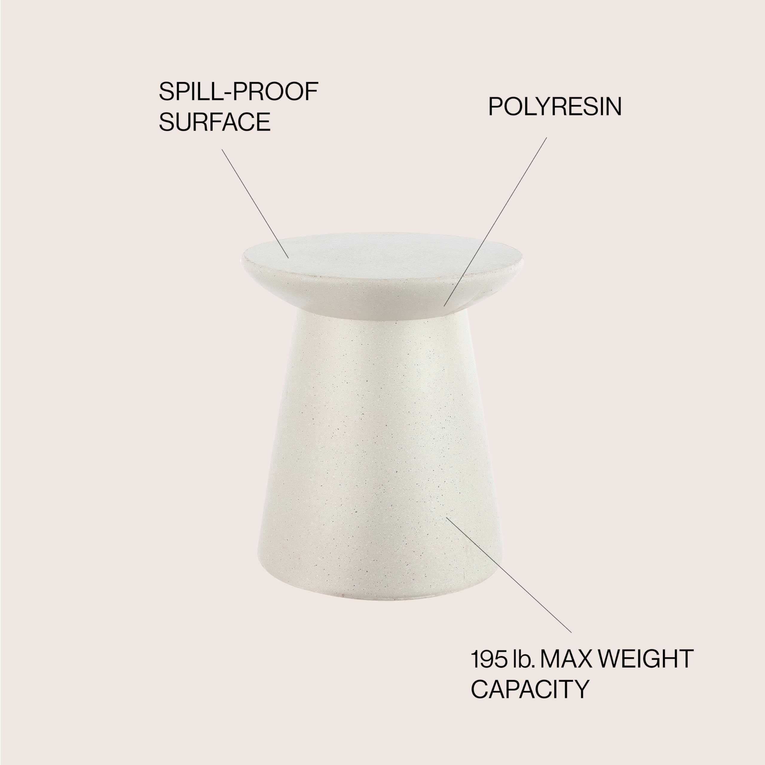 Poly-Resin Drum Pedestal Accent Table