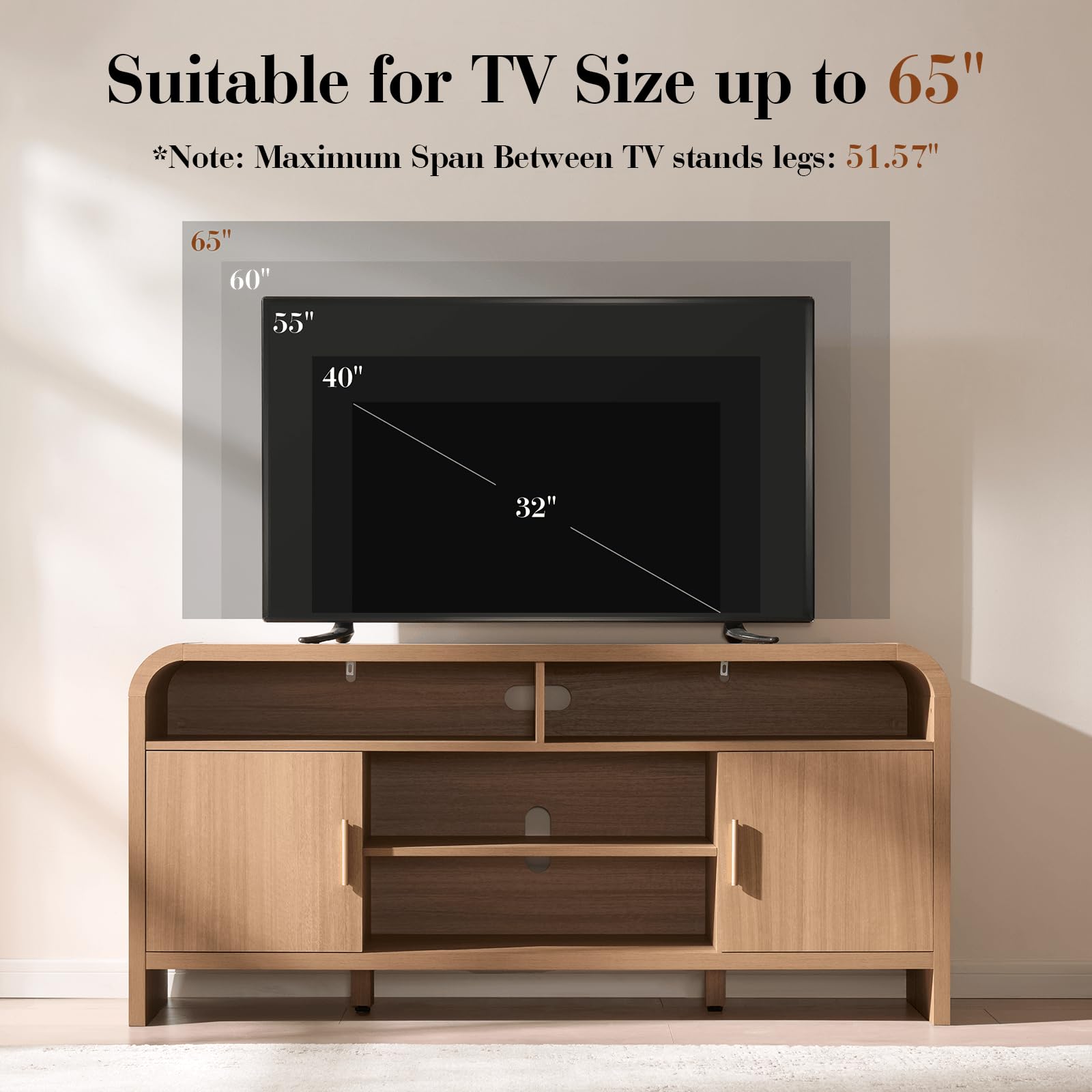 TV Stand with Storage for TVs Up to 65"