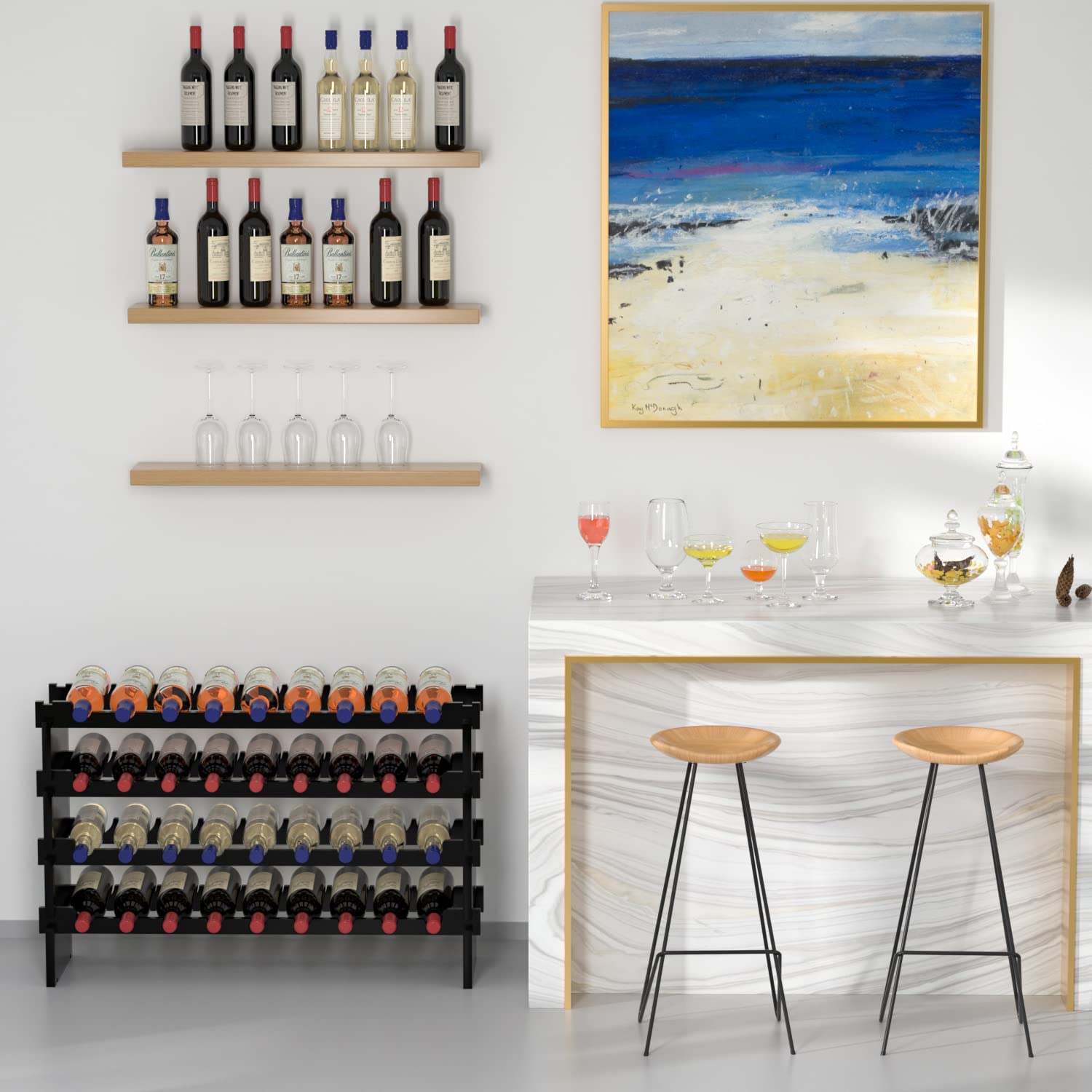 36-Bottle Bamboo Wine Rack