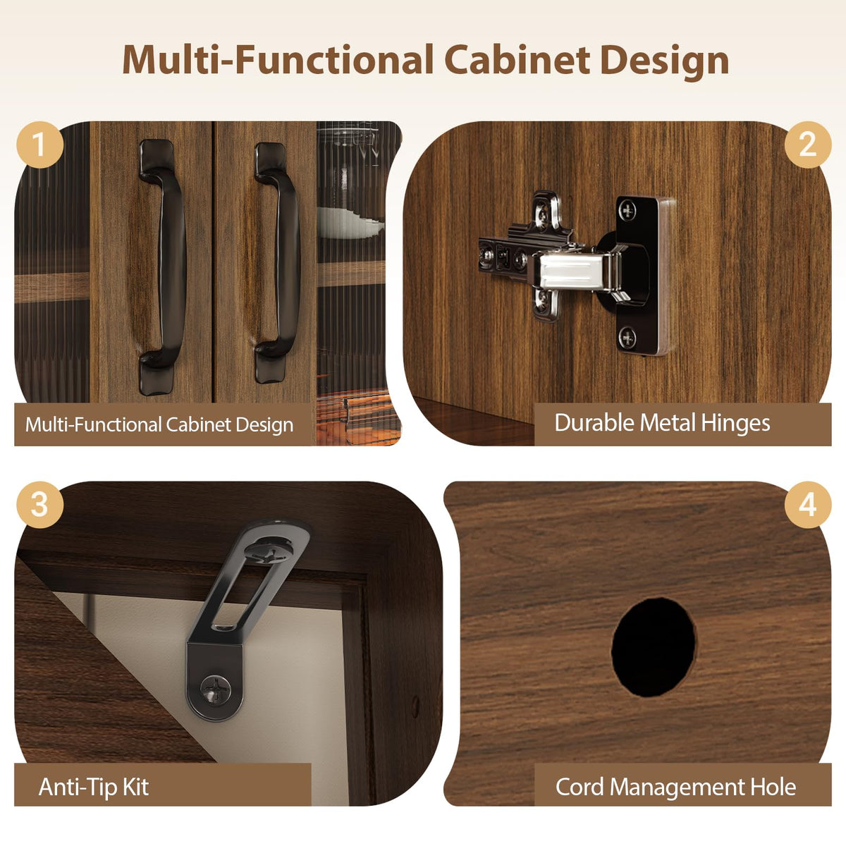 Brown LED TV Stand with Storage
