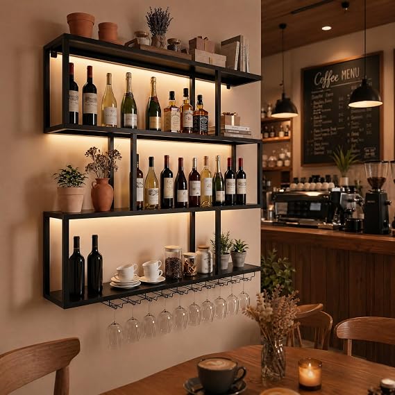 LED Wall-Mounted Wine Rack