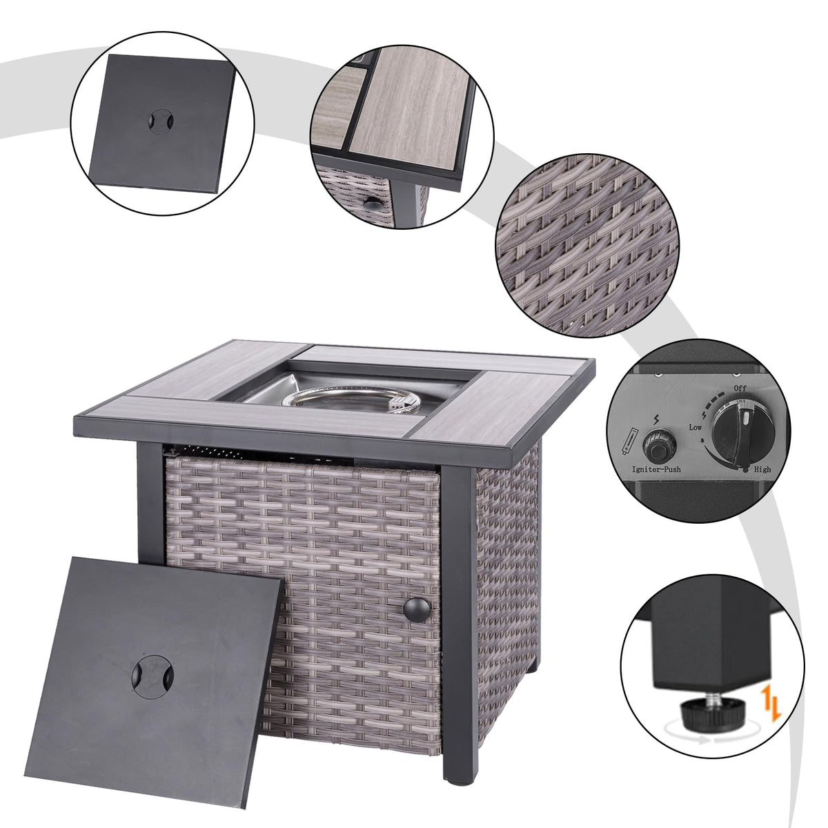 Ceramic Propane Fire Pit Table