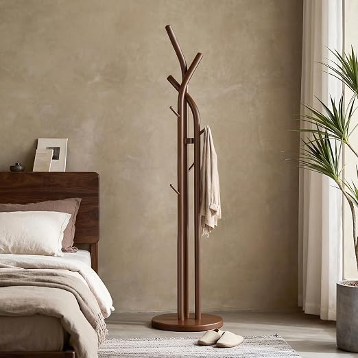 Solid Wood Coat Rack with 9 Hooks