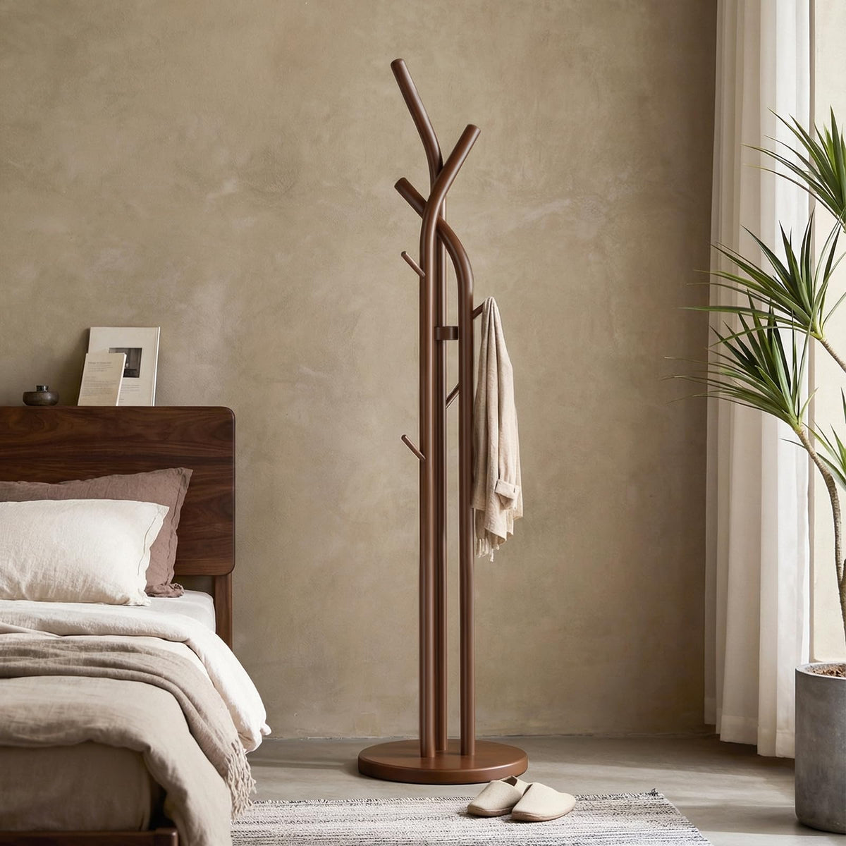 Solid Wood 9-Hook Coat Rack