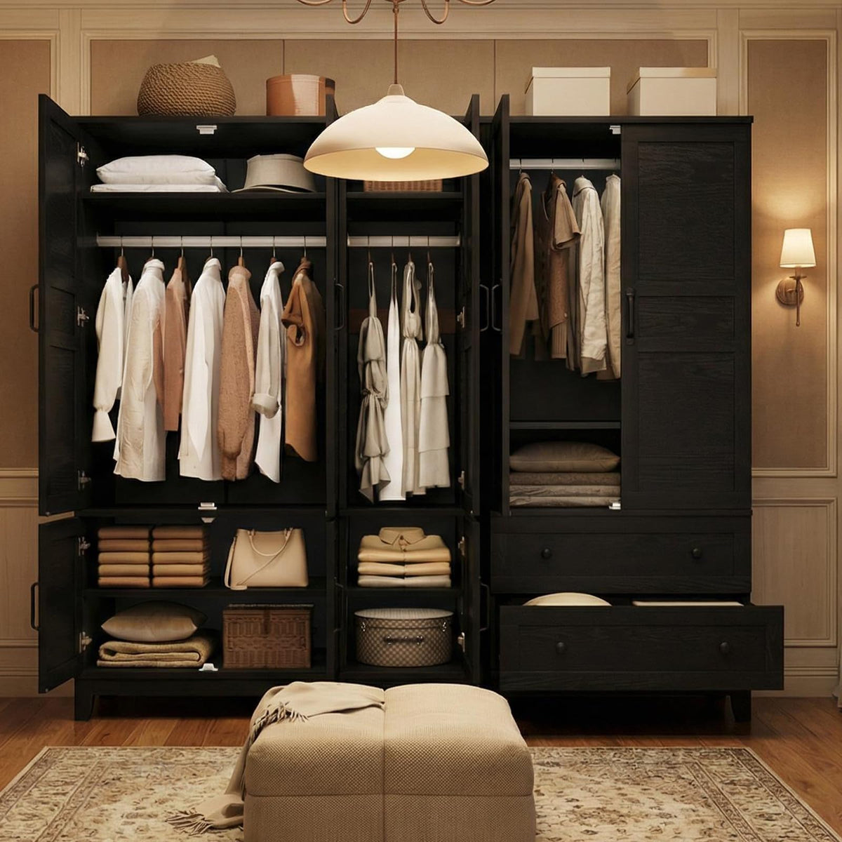 4-Door Wardrobe with Adjustable Shelf
