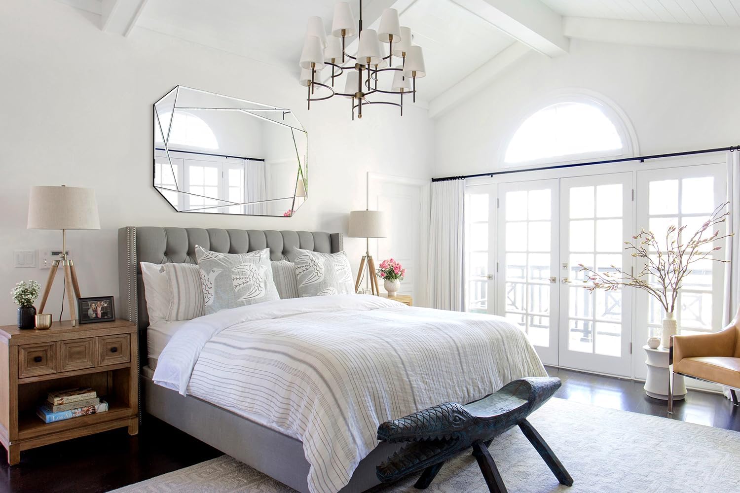 Octagonal Frameless Wall Mirror with Beveled Edge