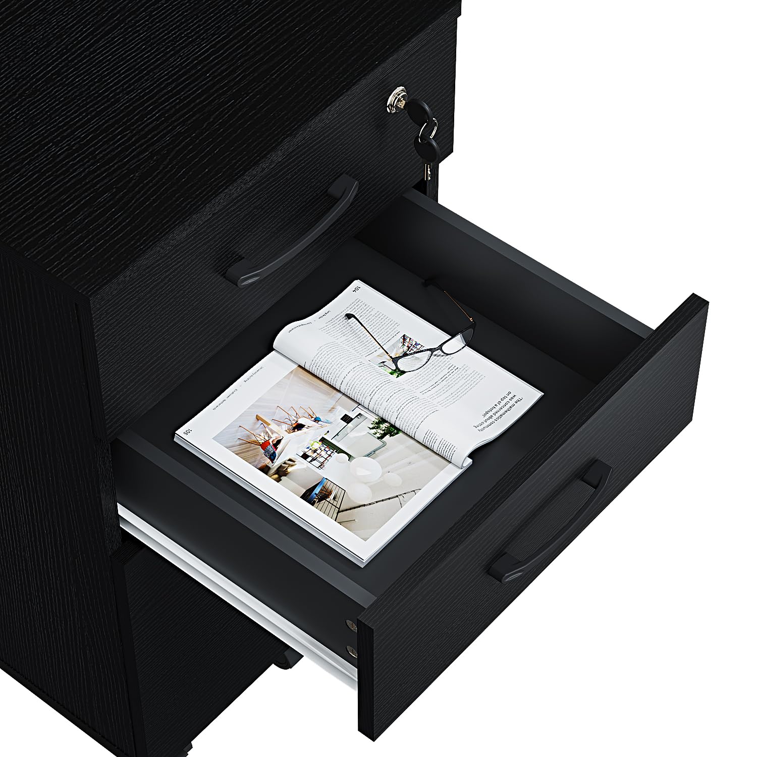3-Drawer Mobile File Cabinet with Wheels