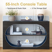 Tarnorci 55-Inch Entryway Table with Storage, 3-Tier Console Tables, Behind Couch Table Wood Narrow Console Tables for Entryway, Living Room, Foyer, Hallway, Entry (Black)