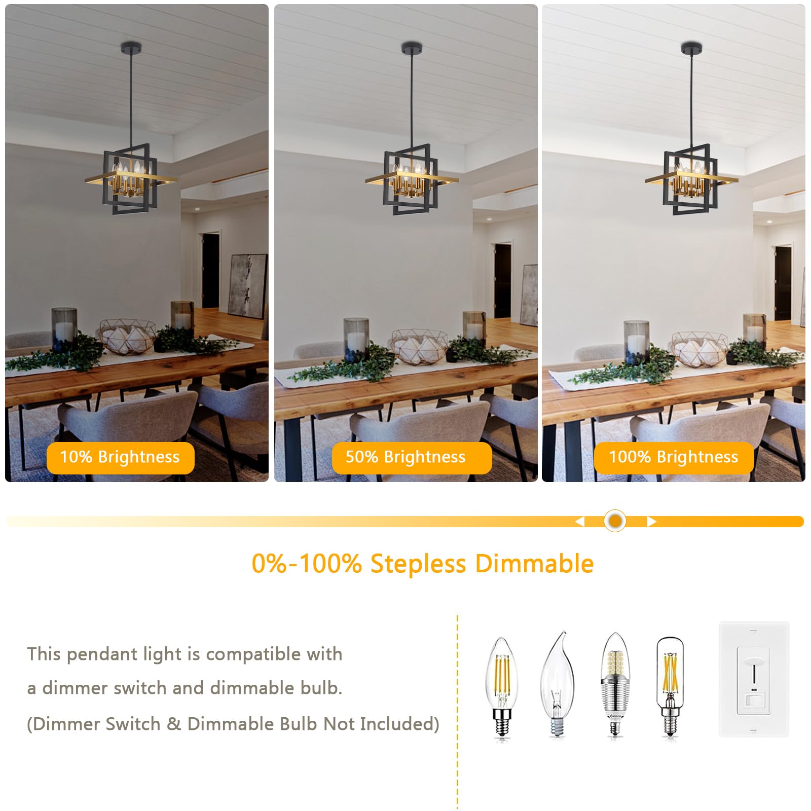 SJCCDSGS Small Black and Gold Chandelier- 6 Lights Geometric Pendant Light Fixture, Modern Industrial Chandeliers Hanging Lights for Entryway Dining Room Living Room Kitchen Island Hallway Foyer