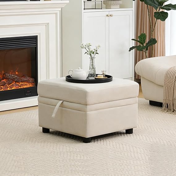 Square Storage Ottoman with Lid